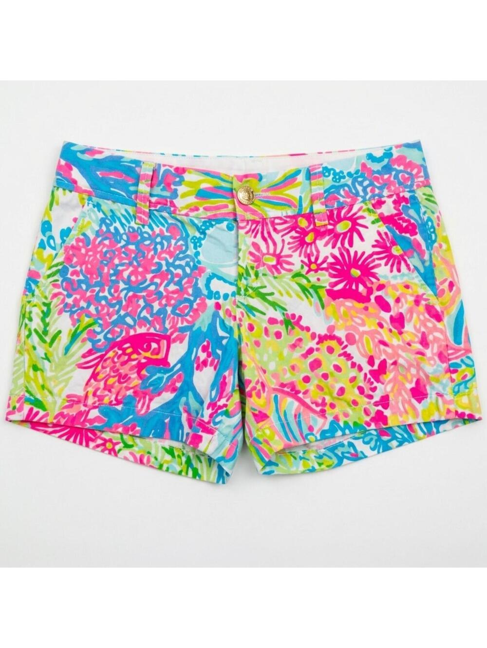 Lilly Pulitzer The Callahan Size 4 Lovers Coral Printed Cotton Shorts